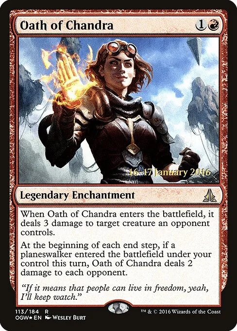 Oath of Chandra, carta Magic di tipo Legendary Enchantment illustrata da Wesley Burt
