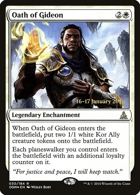 Oath of Gideon, carta Magic di tipo Legendary Enchantment illustrata da Wesley Burt