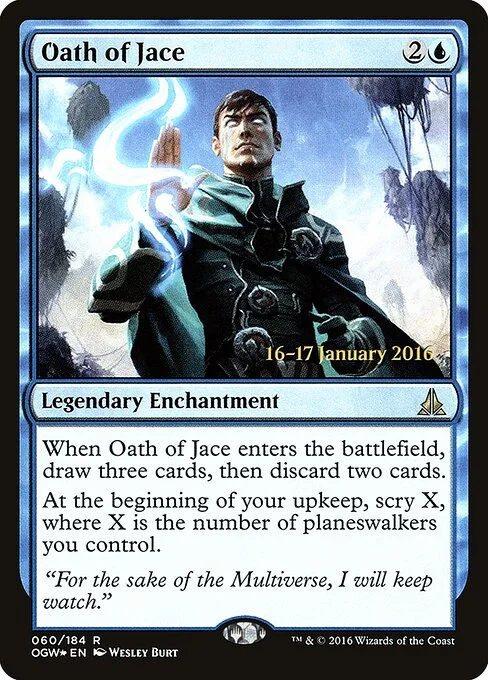 Oath of Jace, carta Magic di tipo Legendary Enchantment illustrata da Wesley Burt