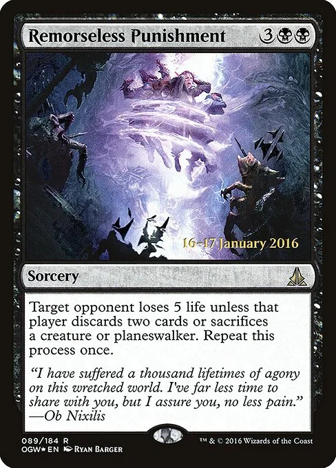 Remorseless Punishment, carta Magic di tipo Sorcery illustrata da Ryan Barger