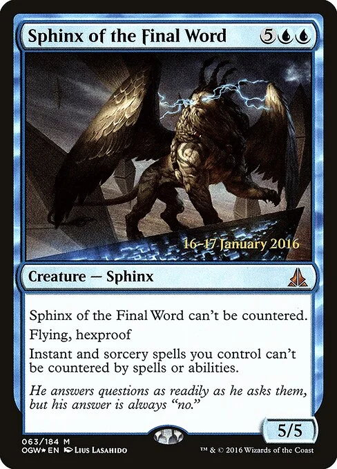Sphinx of the Final Word, carta Magic di tipo Creature — Sphinx illustrata da Lius Lasahido