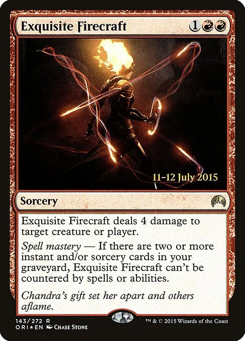 Exquisite Firecraft, carta Magic di tipo Sorcery illustrata da Chase Stone