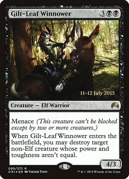 Gilt-Leaf Winnower, carta Magic di tipo Creature — Elf Warrior illustrata da Viktor Titov