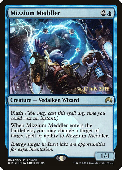 Mizzium Meddler, carta Magic di tipo Creature — Vedalken Wizard illustrata da Chris Rallis