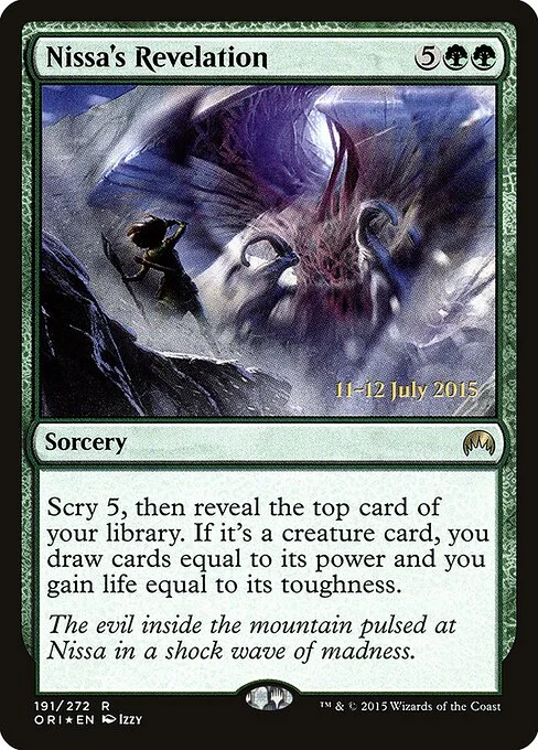 Nissa's Revelation, carta Magic di tipo Sorcery illustrata da Izzy