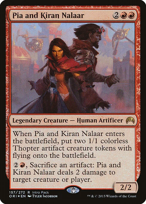 Pia and Kiran Nalaar, carta Magic di tipo Legendary Creature — Human Artificer illustrata da Tyler Jacobson