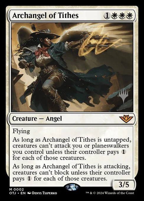 Archangel of Tithes, carta Magic di tipo Creature — Angel illustrata da Denys Tsiperko