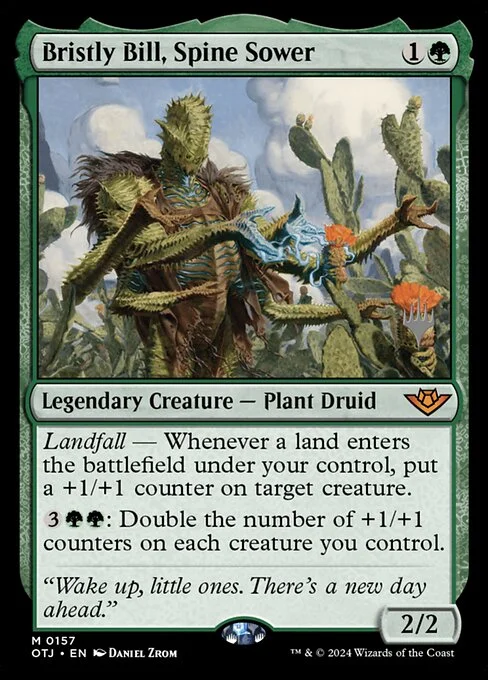 Bristly Bill, Spine Sower, carta Magic di tipo Legendary Creature — Plant Druid illustrata da Daniel Zrom