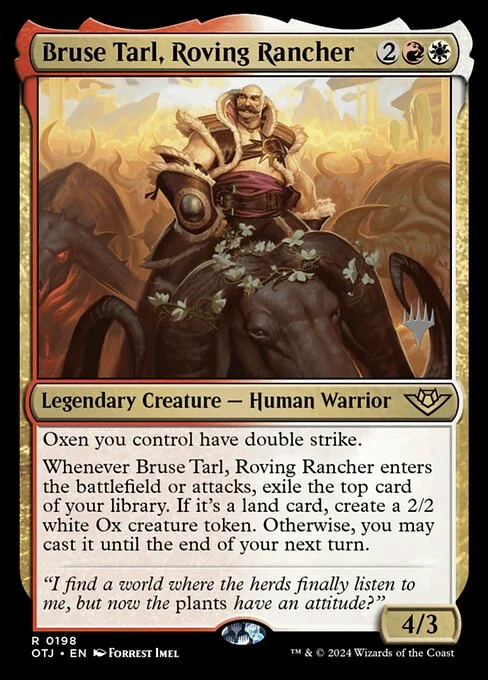 Bruse Tarl, Roving Rancher, carta Magic di tipo Legendary Creature — Human Warrior illustrata da Forrest Imel