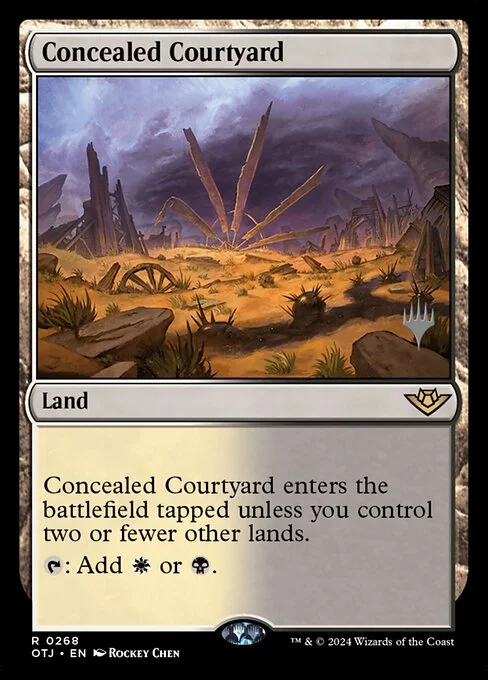 Concealed Courtyard, carta Magic di tipo Land illustrata da Rockey Chen