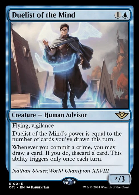 Duelist of the Mind, carta Magic di tipo Creature — Human Advisor illustrata da Darren Tan