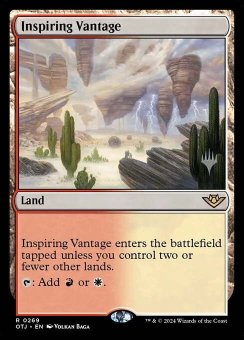 Inspiring Vantage, carta Magic di tipo Land illustrata da Volkan Baǵa