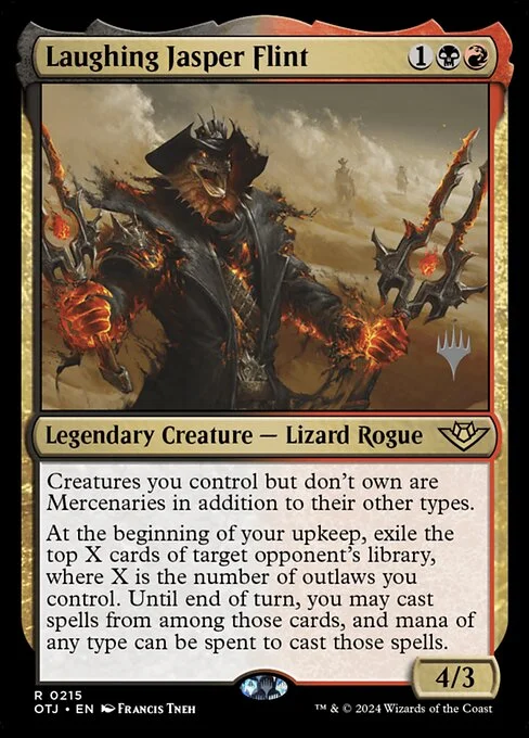 Laughing Jasper Flint, carta Magic di tipo Legendary Creature — Lizard Rogue illustrata da Francis Tneh