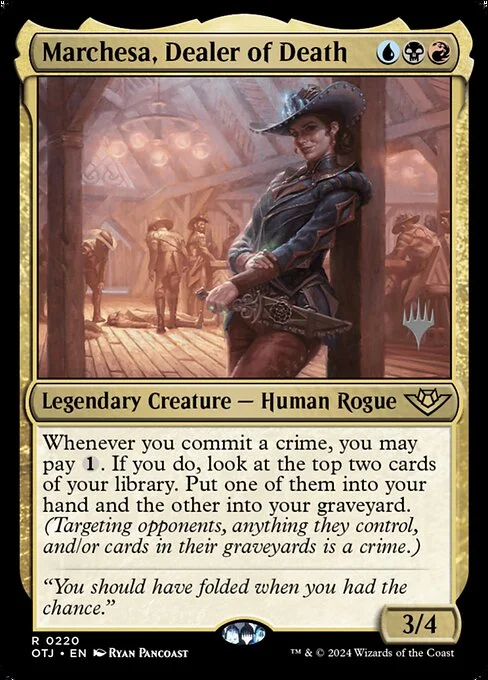 Marchesa, Dealer of Death, carta Magic di tipo Legendary Creature — Human Rogue illustrata da Ryan Pancoast