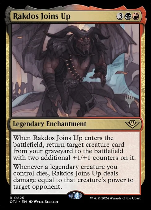 Rakdos Joins Up, carta Magic di tipo Legendary Enchantment illustrata da Wylie Beckert