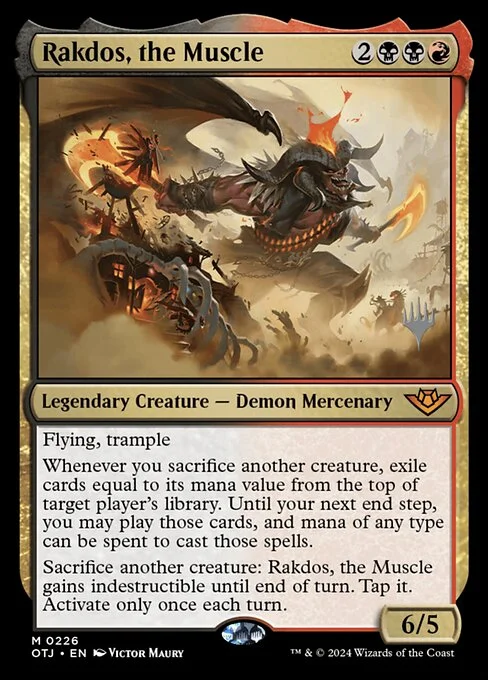 Rakdos, the Muscle, carta Magic di tipo Legendary Creature — Demon Mercenary illustrata da Victor Maury
