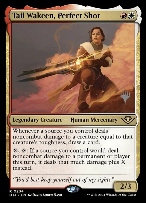 Taii Wakeen, Perfect Shot, carta Magic di tipo Legendary Creature — Human Mercenary illustrata da David Auden Nash