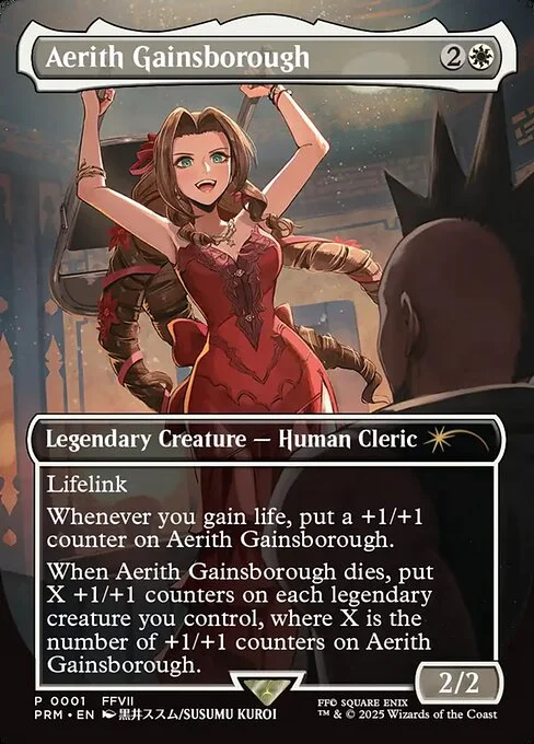 Aerith Gainsborough, carta Magic di tipo Legendary Creature — Human Cleric illustrata da Susumu Kuroi