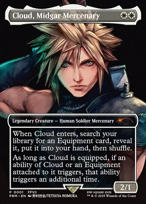Cloud, Midgar Mercenary, carta Magic di tipo Legendary Creature — Human Soldier Mercenary illustrata da Tetsuya Nomura