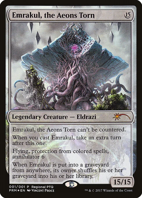 Emrakul, the Aeons Torn, carta Magic di tipo Legendary Creature — Eldrazi illustrata da Vincent Proce
