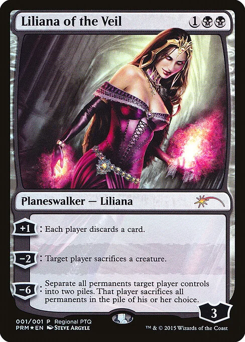 Liliana of the Veil, carta Magic di tipo Legendary Planeswalker — Liliana illustrata da Steve Argyle