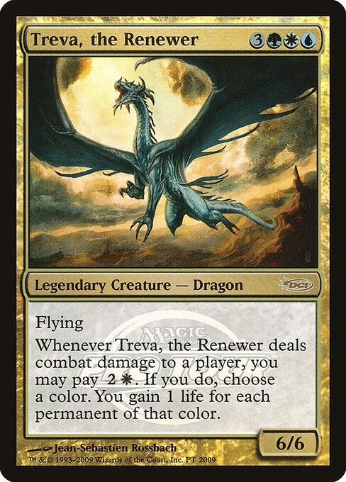 Treva, the Renewer, carta Magic di tipo Legendary Creature — Dragon illustrata da Jean-Sébastien Rossbach