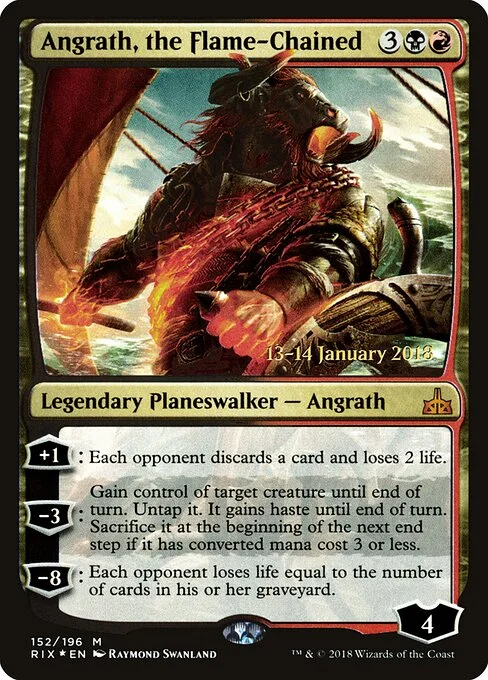 Angrath, the Flame-Chained, carta Magic di tipo Legendary Planeswalker — Angrath illustrata da Raymond Swanland