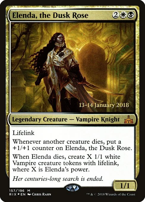 Elenda, the Dusk Rose, carta Magic di tipo Legendary Creature — Vampire Knight illustrata da Chris Rahn