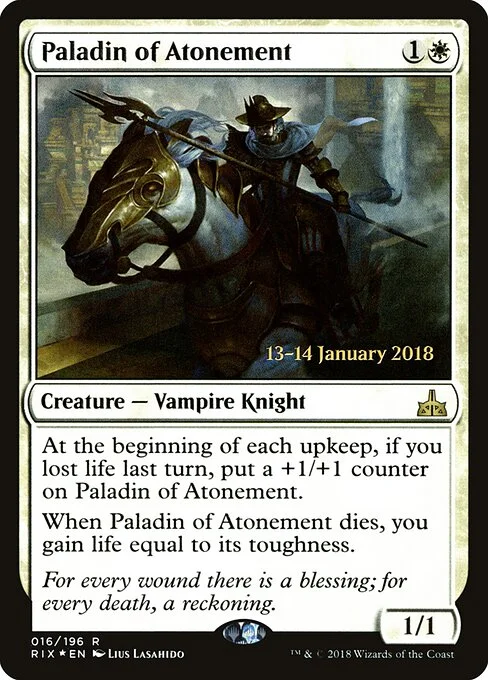 Paladin of Atonement, carta Magic di tipo Creature — Vampire Knight illustrata da Lius Lasahido