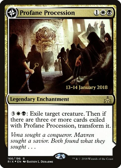 Profane Procession // Tomb of the Dusk Rose, carta Magic di tipo Legendary Enchantment // Legendary Land illustrata da Bastien L. Deharme