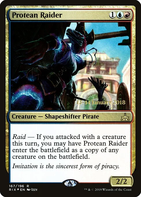 Protean Raider, carta Magic di tipo Creature — Shapeshifter Pirate illustrata da Izzy