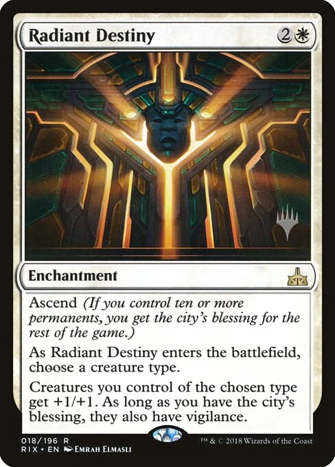 Radiant Destiny, carta Magic di tipo Enchantment illustrata da Emrah Elmasli