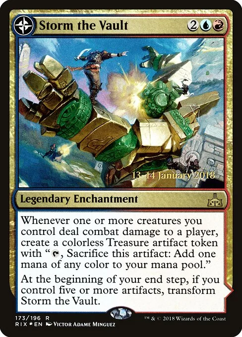 Storm the Vault // Vault of Catlacan, carta Magic di tipo Legendary Enchantment // Legendary Land illustrata da Victor Adame Minguez