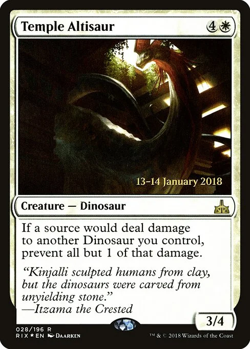 Temple Altisaur, carta Magic di tipo Creature — Dinosaur illustrata da Daarken