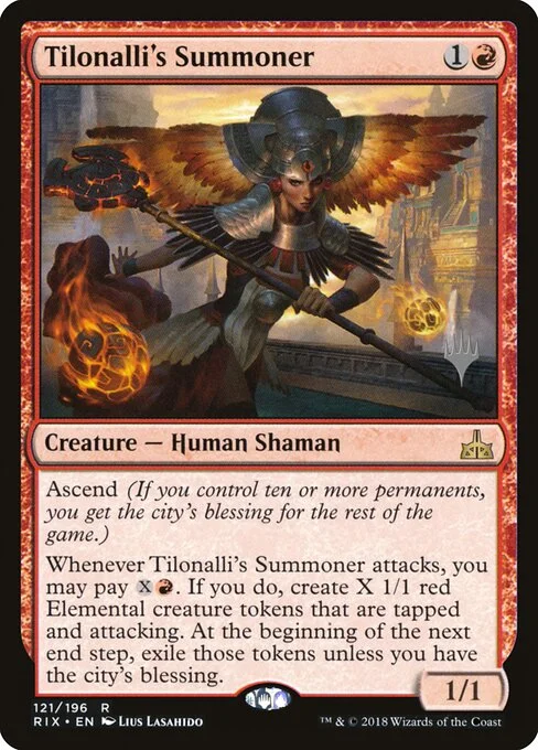Tilonalli's Summoner, carta Magic di tipo Creature — Human Shaman illustrata da Lius Lasahido