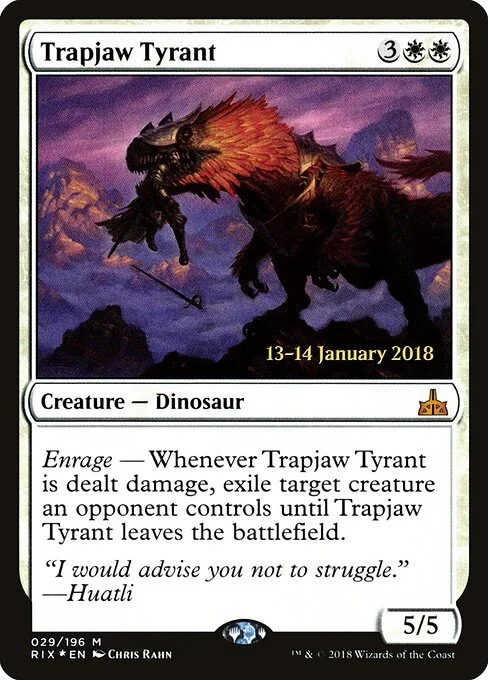 Trapjaw Tyrant, carta Magic di tipo Creature — Dinosaur illustrata da Chris Rahn