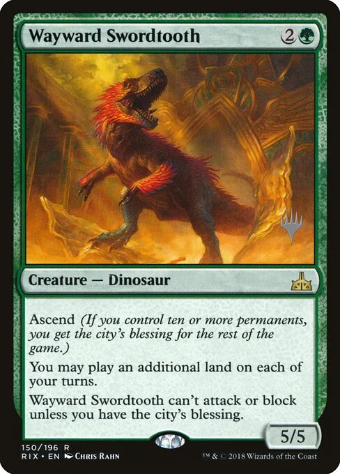 Wayward Swordtooth, carta Magic di tipo Creature — Dinosaur illustrata da Chris Rahn