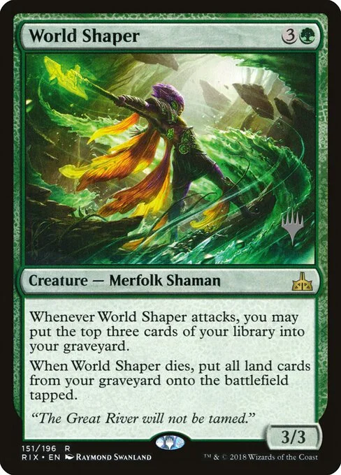World Shaper, carta Magic di tipo Creature — Merfolk Shaman illustrata da Raymond Swanland