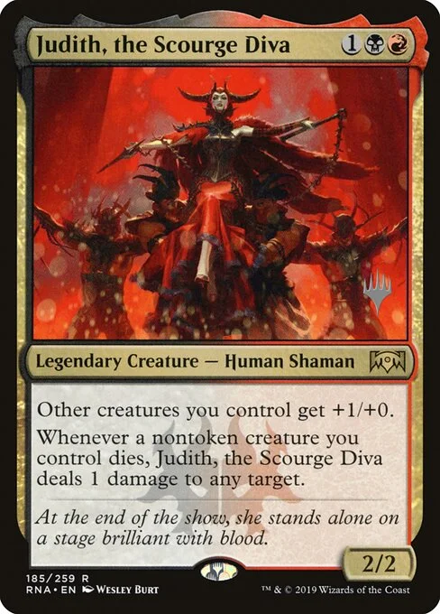 Judith, the Scourge Diva, carta Magic di tipo Legendary Creature — Human Shaman illustrata da Wesley Burt