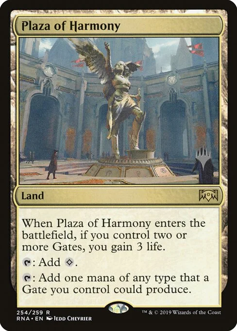 Plaza of Harmony, carta Magic di tipo Land illustrata da Jedd Chevrier
