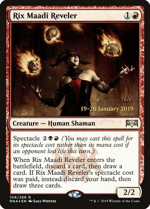Rix Maadi Reveler, carta Magic di tipo Creature — Human Shaman illustrata da Sara Winters