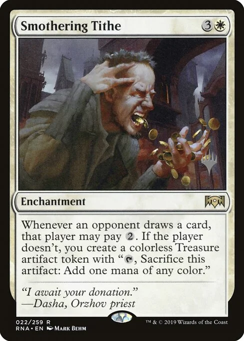 Smothering Tithe, carta Magic di tipo Enchantment illustrata da Mark Behm