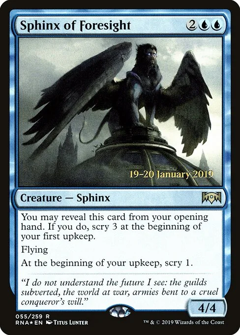 Sphinx of Foresight, carta Magic di tipo Creature — Sphinx illustrata da Titus Lunter