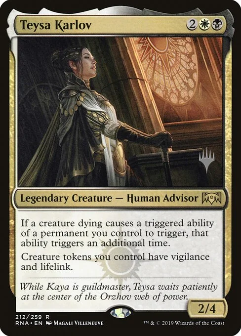 Teysa Karlov, carta Magic di tipo Legendary Creature — Human Advisor illustrata da Magali Villeneuve