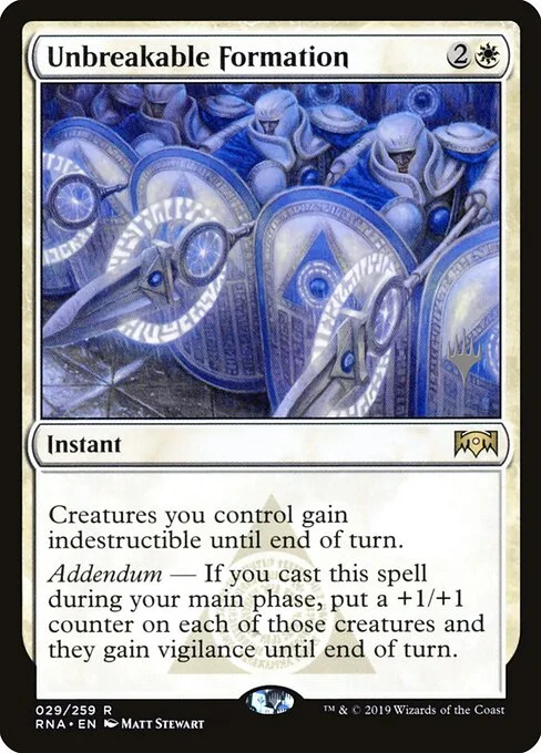 Unbreakable Formation, carta Magic di tipo Instant illustrata da Matt Stewart
