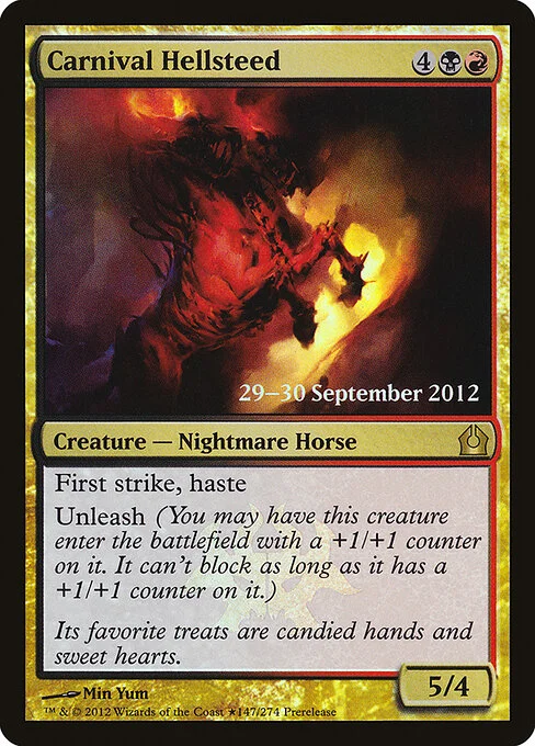 Carnival Hellsteed, carta Magic di tipo Creature — Nightmare Horse illustrata da Min Yum