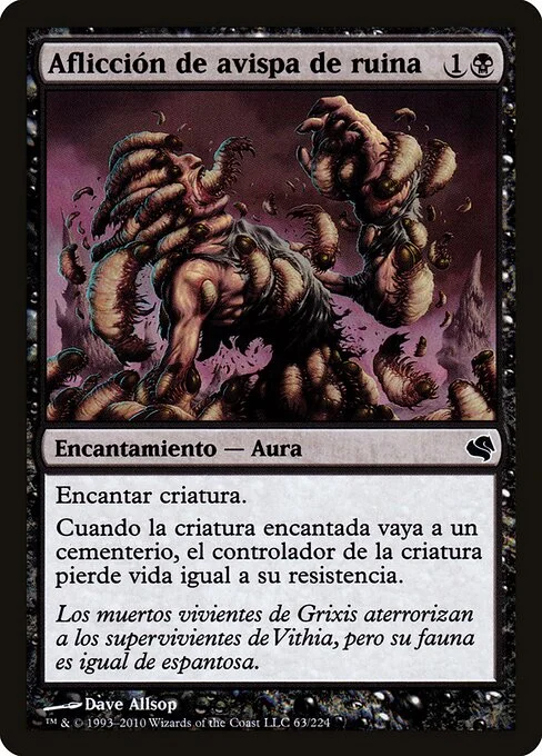 Banewasp Affliction, carta Magic di tipo Enchantment — Aura illustrata da Dave Allsop