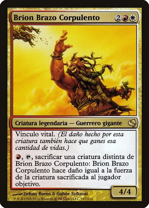Brion Stoutarm, carta Magic di tipo Legendary Creature — Giant Warrior illustrata da Zoltan Boros & Gabor Szikszai