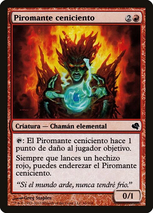 Cinder Pyromancer, carta Magic di tipo Creature — Elemental Shaman illustrata da Greg Staples