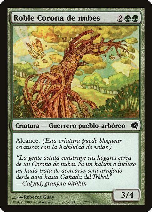 Cloudcrown Oak, carta Magic di tipo Creature — Treefolk Warrior illustrata da Rebecca Guay